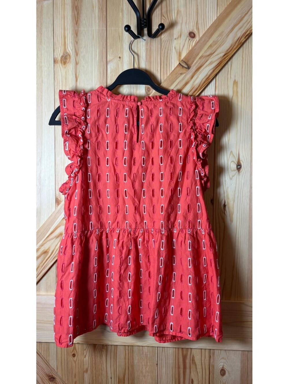Crown & Ivy XL Coral Cotton Embroidered Sleeveless Peplum Top - Picture 4 of 8